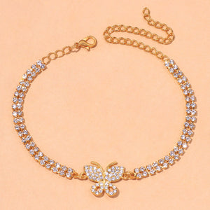 Double Row Tennis Butterfly Anklet - Different Drips