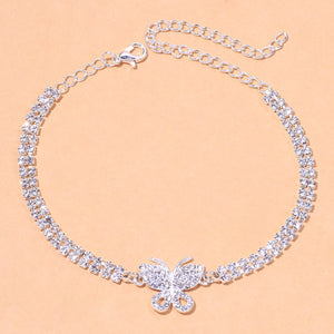 Double Row Tennis Butterfly Anklet - Different Drips