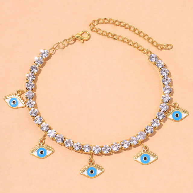 Blue Evil Eye Tennis Anklet - Different Drips