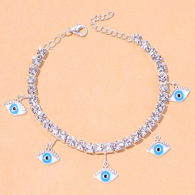 Blue Evil Eye Tennis Anklet - Different Drips