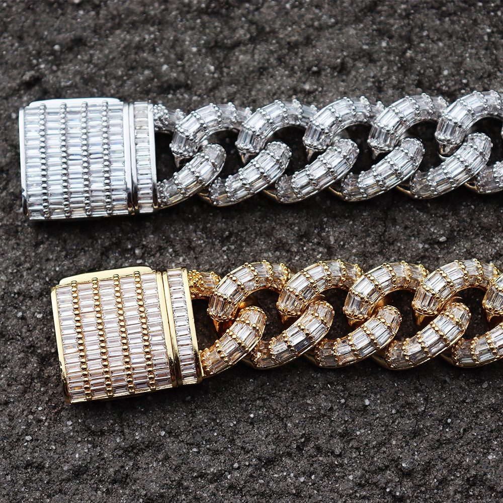 21mm Iced Baguette Miami Cuban Link Chain - Different Drips
