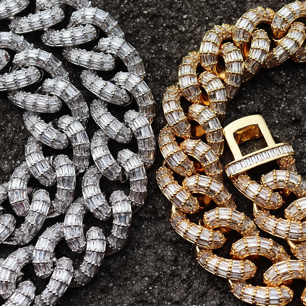 21mm Iced Baguette Miami Cuban Link Chain - Different Drips