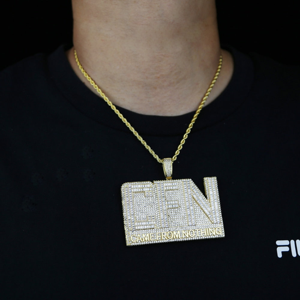 Iced Came from Nothing Pendant Yellow Gold / Rope Chain 61cm