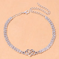 Thumbnail for Double Row Infinity Heart Tennis Anklet - Different Drips