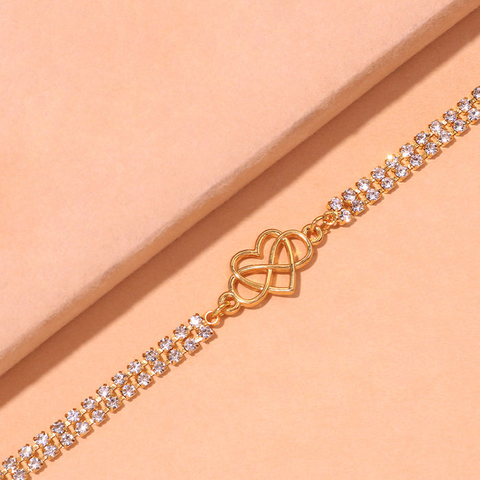 Double Row Infinity Heart Tennis Anklet - Different Drips