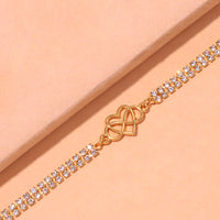 Thumbnail for Double Row Infinity Heart Tennis Anklet - Different Drips