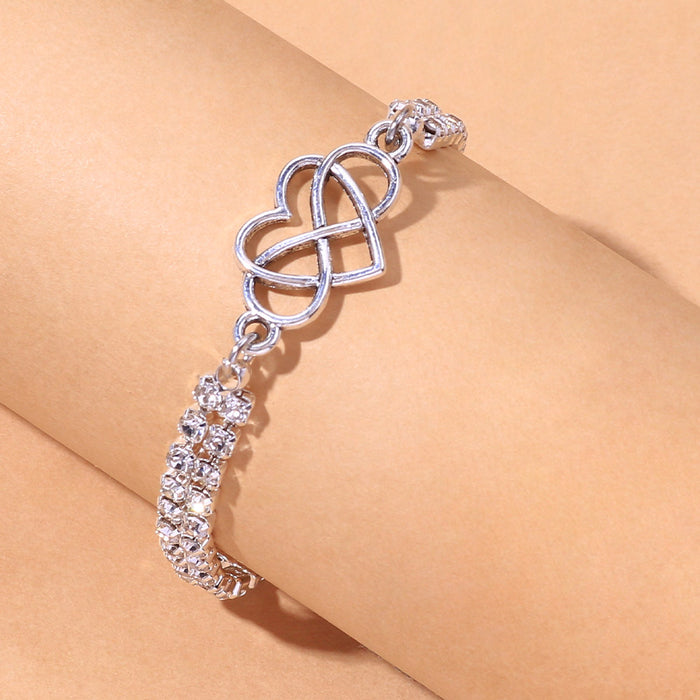 Double Row Infinity Heart Tennis Anklet - Different Drips