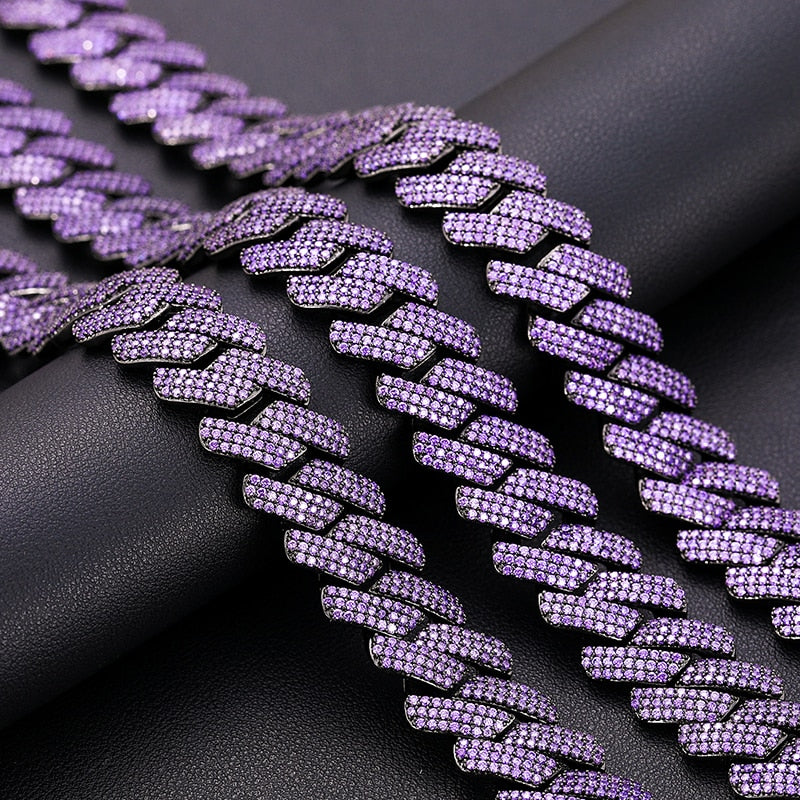 20mm Iced Out Purple Prong Cuban Chain - Different Drips