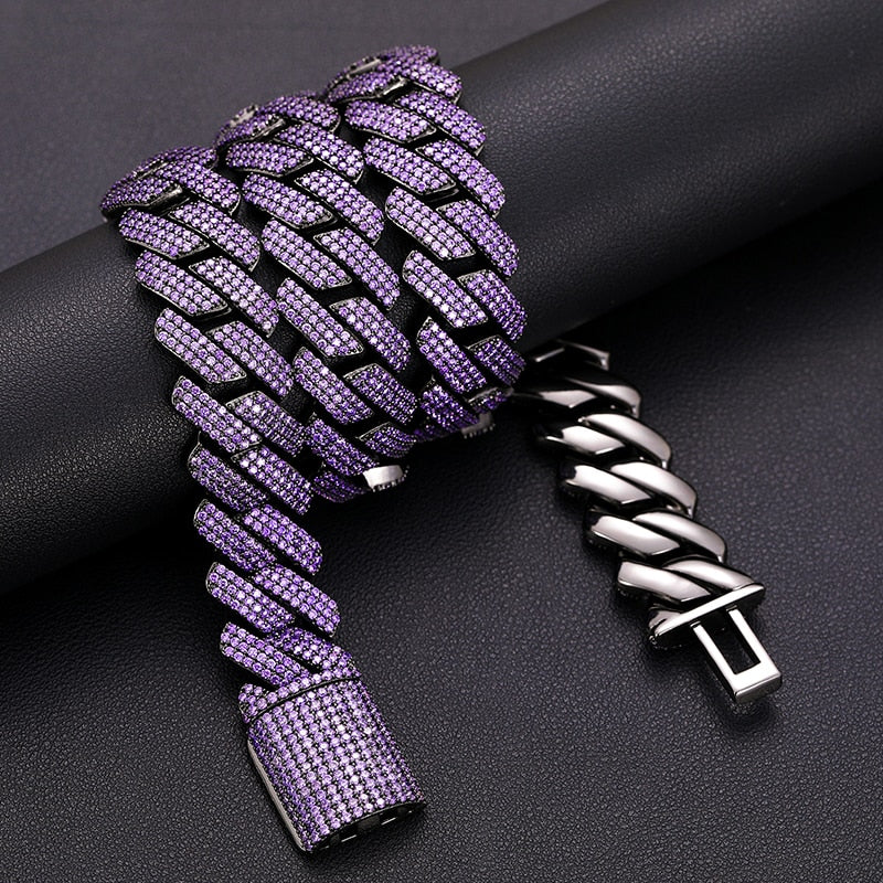 20mm Iced Prong Cuban Chain Purple - Different Drips