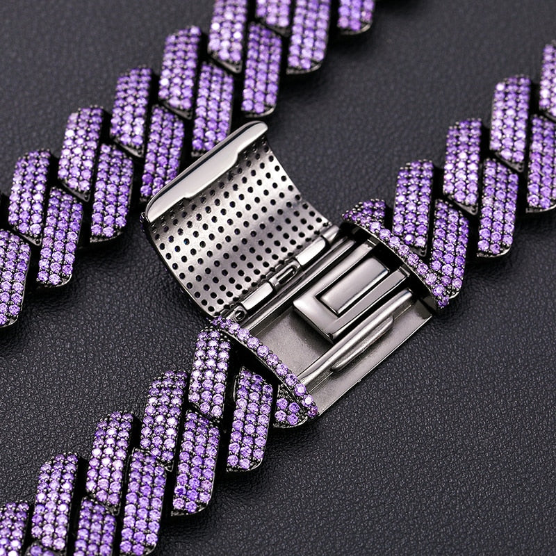 20mm Iced Out Purple Prong Cuban Chain - Different Drips