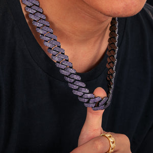 20mm Iced Out Purple Prong Cuban Chain - Different Drips