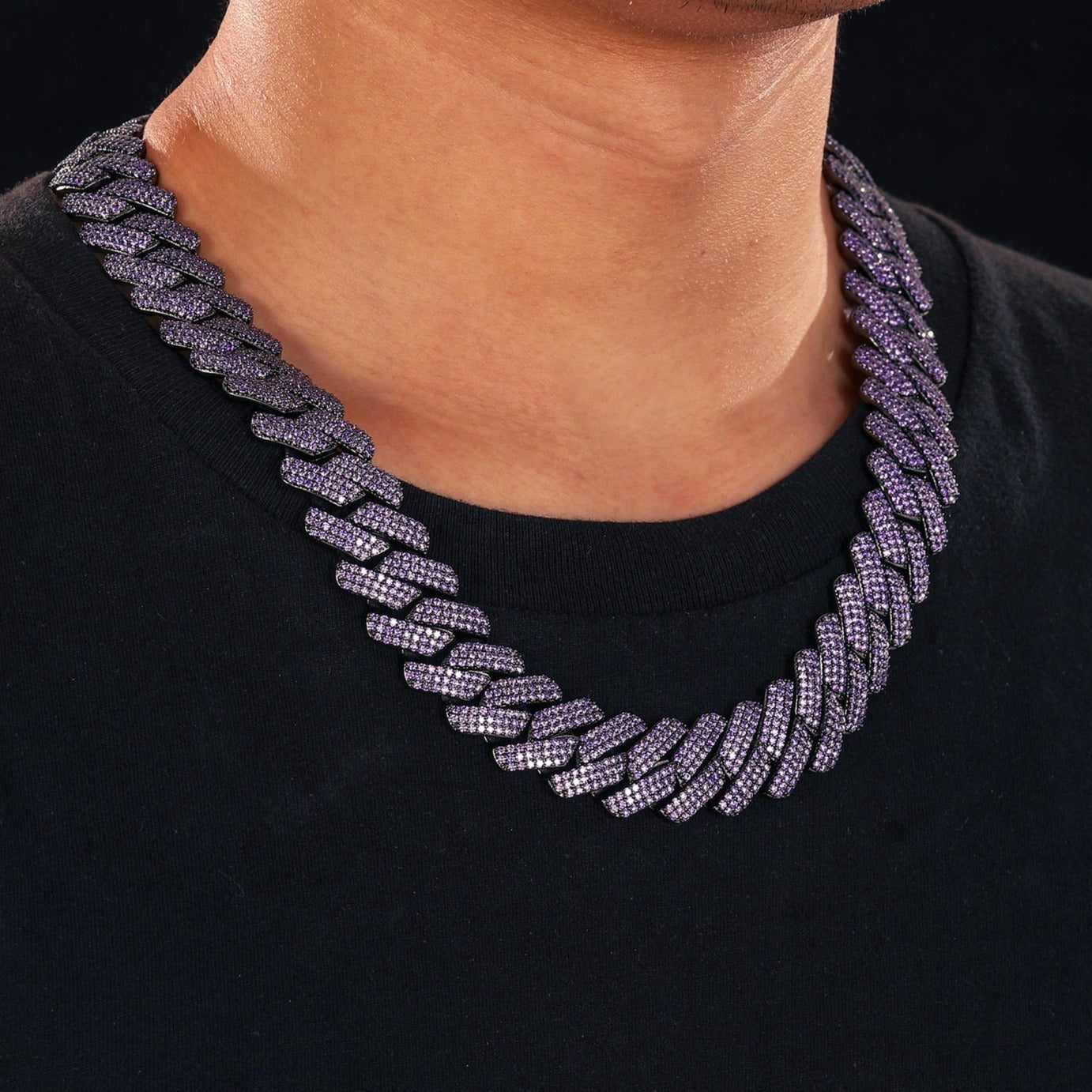 20mm Iced Out Purple Prong Cuban Chain - Different Drips