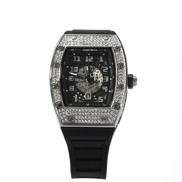 Iced Out Mechanical Watch in White Gold - Different Drips