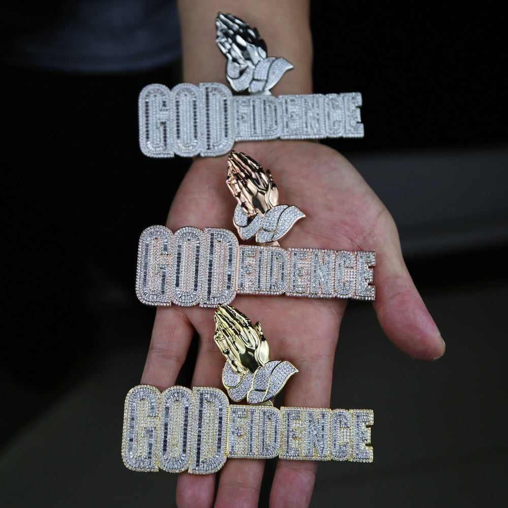 GOD FIDENCE Praying Hands pendant - Different Drips