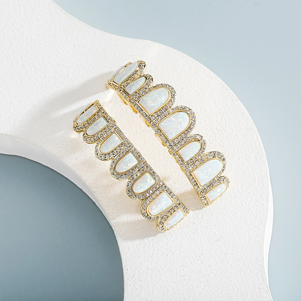 Iced Opal Gem Grillz Yellow Gold - Different Drips
