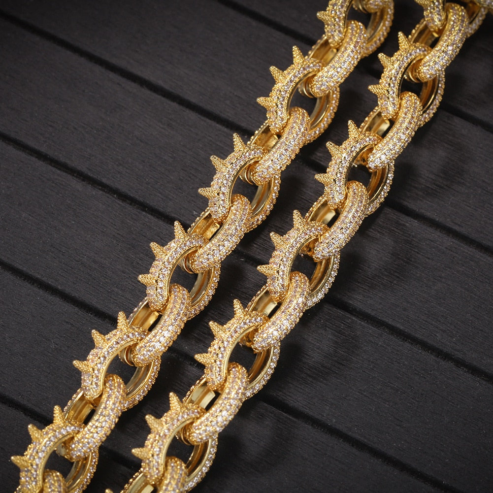 10mm Iced Out Spiked Rolo Chain - Different Drips