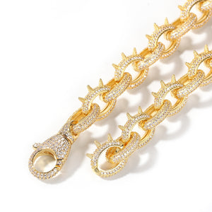 10mm Iced Out Spiked Rolo Chain - Different Drips