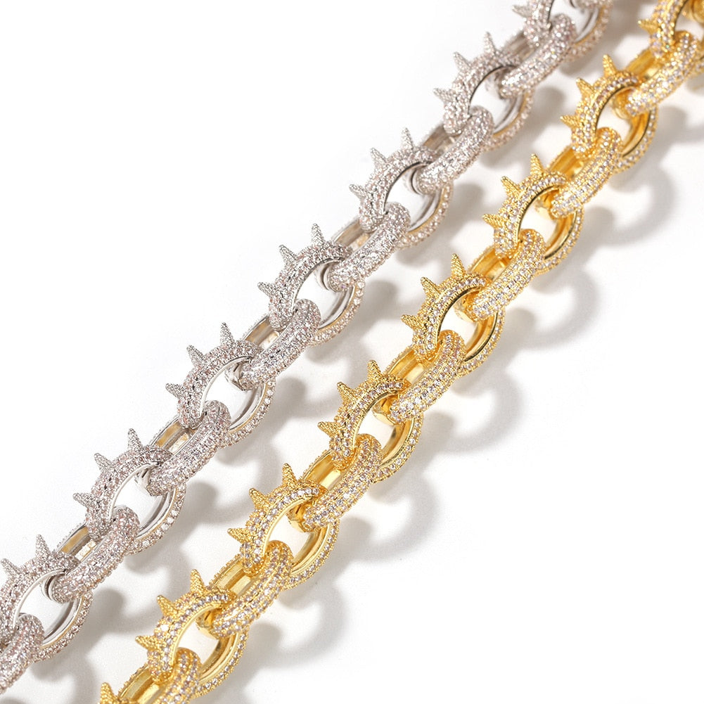 10mm Iced Out Spiked Rolo Chain - Different Drips