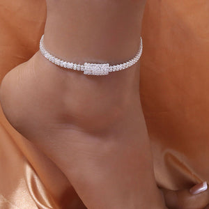 Iced Rectangle Cut Anklet - Different Drips