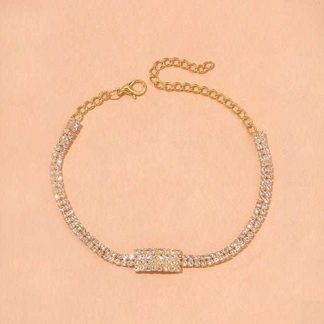 Iced Rectangle Cut Anklet - Different Drips