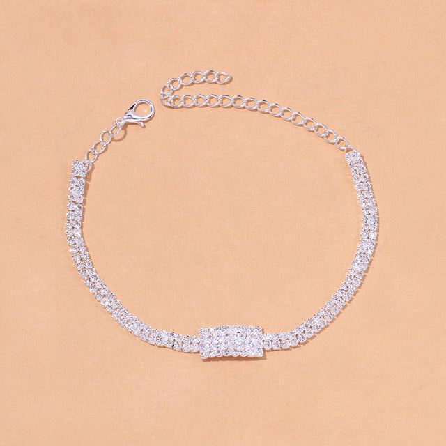 Iced Rectangle Cut Anklet - Different Drips
