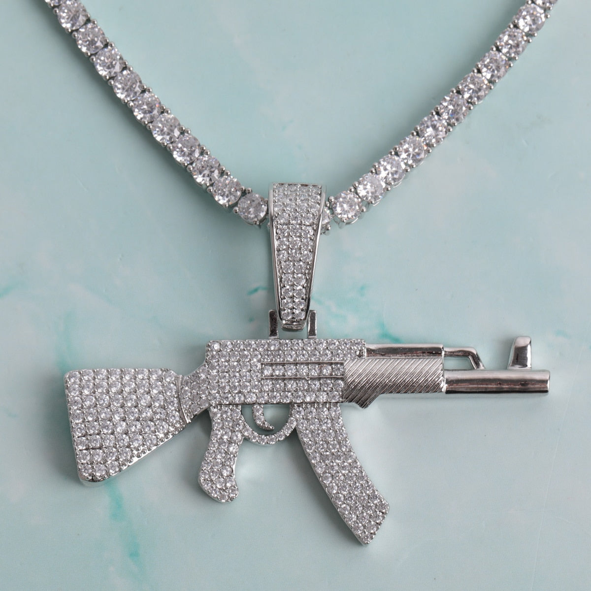 Iced Out Ak Pendant - Different Drips