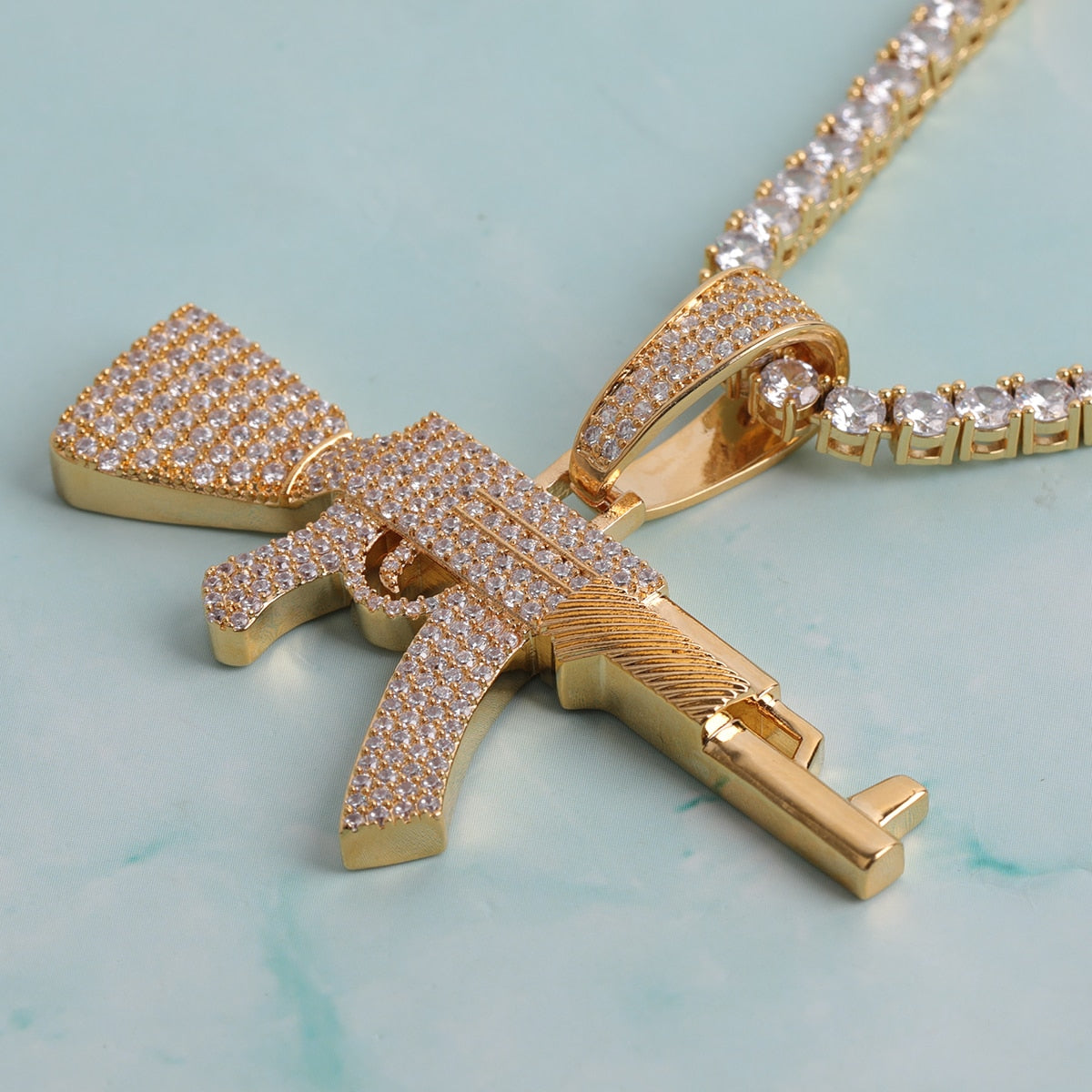 Iced Out Ak Pendant - Different Drips