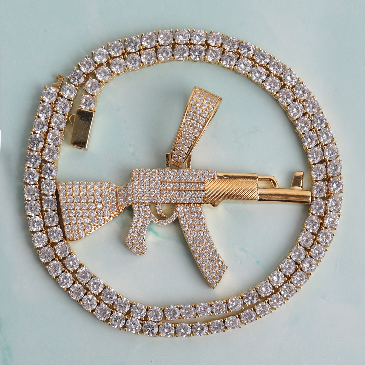 Iced Out Ak Pendant - Different Drips