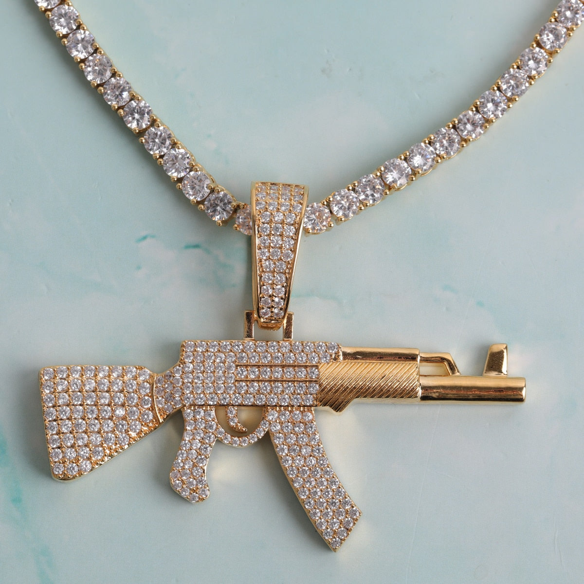 Iced Out Ak Pendant - Different Drips