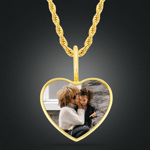 Thick Custom Heart Photo Pendant - Different Drips