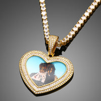 Thumbnail for Custom Double Layer Baguette Photo Pendant - Different Drips