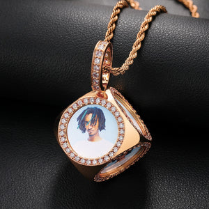 Custom Cube 6 Sided Cube Custom Photo Pendant - Different Drips