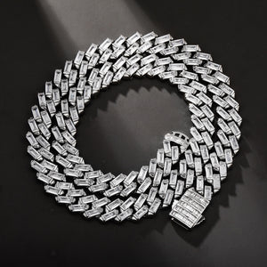 12mm Baguette Prong Cuban Chain - Different Drips