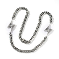 Thumbnail for 8mm White Gold Lightning Bolt Necklace - Different Drips