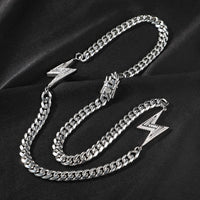 Thumbnail for 8mm White Gold Lightning Bolt Necklace - Different Drips
