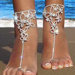 Clustered Butterfly Toe Ring Anklet Set - Different Drips