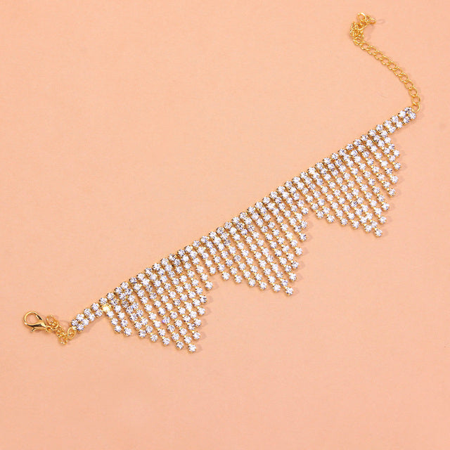 Rhinestone Tassel Anklet - Different Drips
