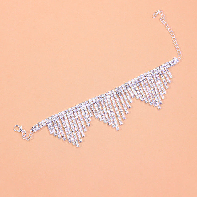 Rhinestone Tassel Anklet - Different Drips