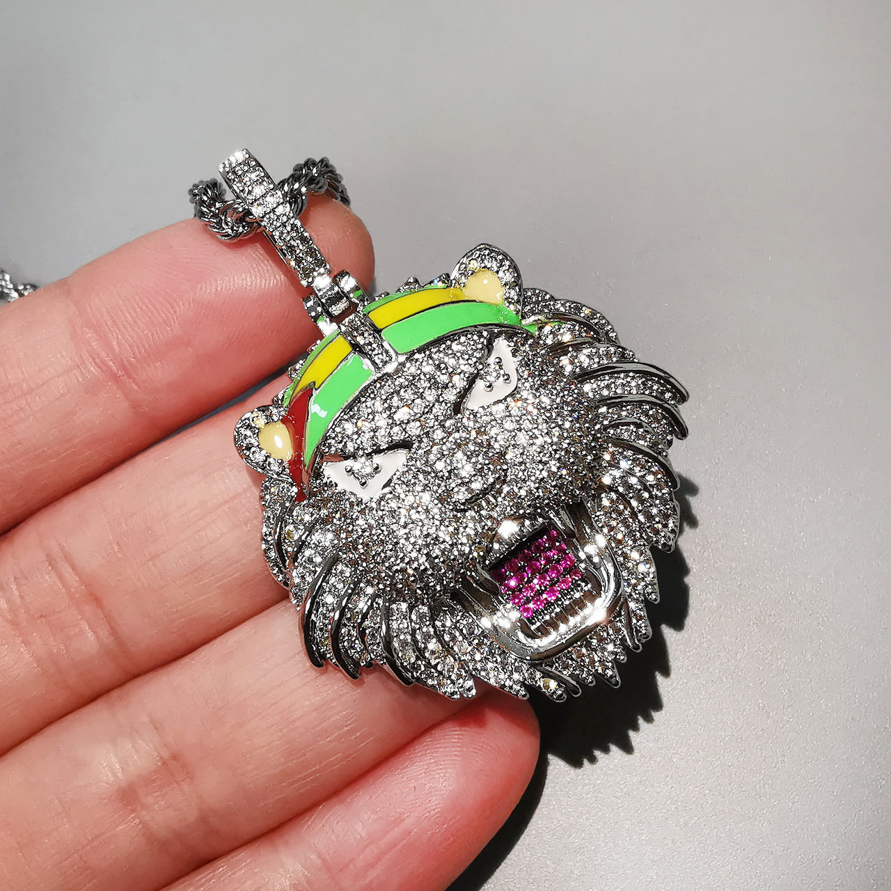 Iced Out Lion Headband Pendant - Different Drips