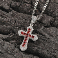 Thumbnail for Iced Sky Blue Cross Pendant - Different Drips