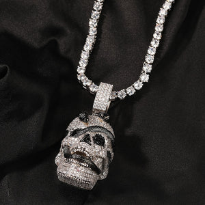 Iced Snake Covered Skull Pendant - Different Drips