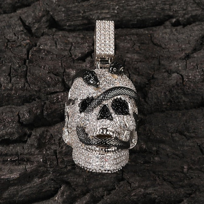 Iced Snake Covered Skull Pendant - Different Drips