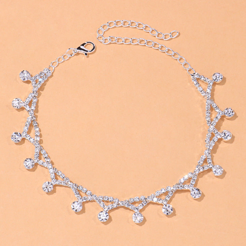 Infinity Crystal Drop Tennis Anklet in White Gold - Different Drips
