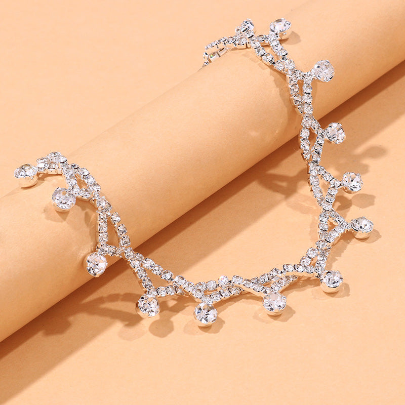 Infinity Crystal Drop Tennis Anklet in White Gold - Different Drips