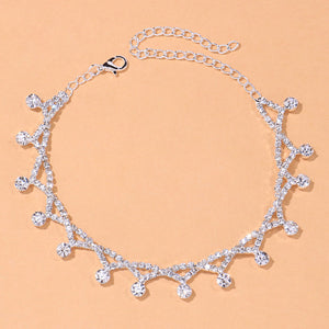 Infinity Crystal Drop Tennis Anklet in White Gold - Different Drips