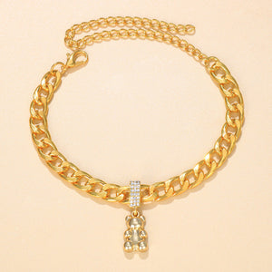 Cuban Teddy Bear Anklet in Yellow Gold - Different Drips