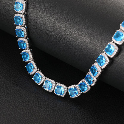 10mm Blue Glacier Clustered Tennis Chain - Different Drips