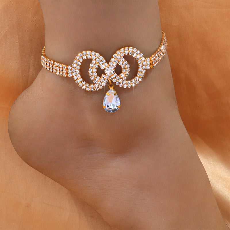 Triple Row Crystal Drop Tennis Anklet - Different Drips