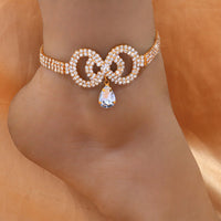 Thumbnail for Triple Row Crystal Drop Tennis Anklet - Different Drips