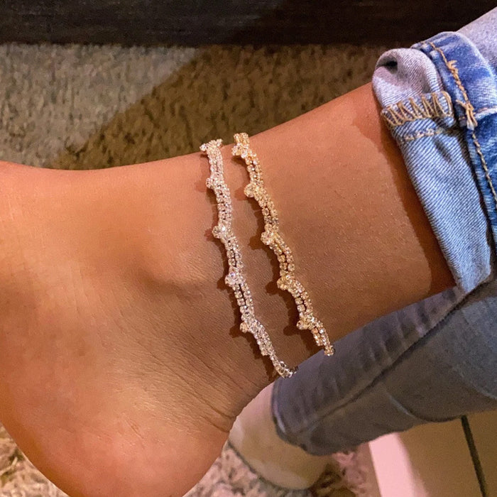 Double Layer Wave Tennis Anklet - Different Drips